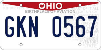 OH license plate GKN0567