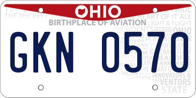 OH license plate GKN0570
