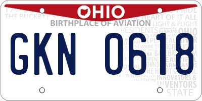 OH license plate GKN0618