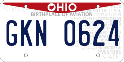 OH license plate GKN0624