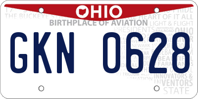 OH license plate GKN0628