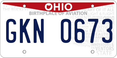 OH license plate GKN0673