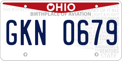 OH license plate GKN0679