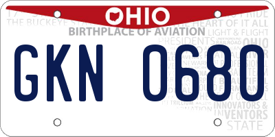 OH license plate GKN0680