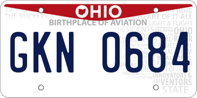 OH license plate GKN0684