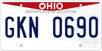 OH license plate GKN0690