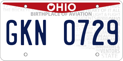 OH license plate GKN0729