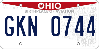 OH license plate GKN0744