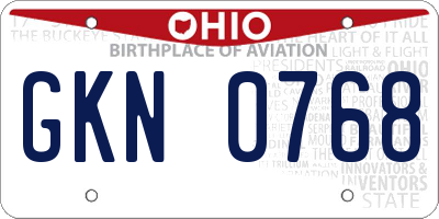 OH license plate GKN0768