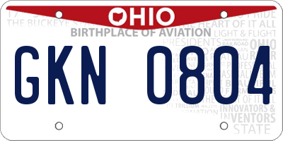 OH license plate GKN0804