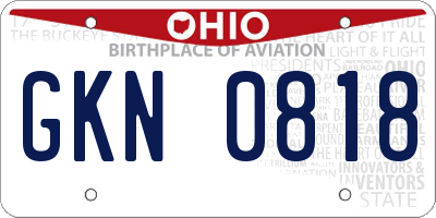 OH license plate GKN0818