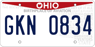 OH license plate GKN0834