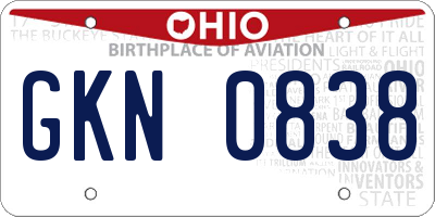OH license plate GKN0838