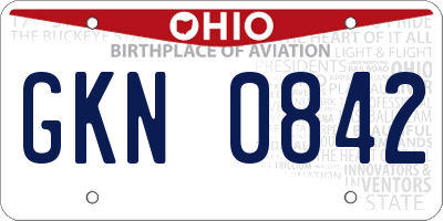 OH license plate GKN0842
