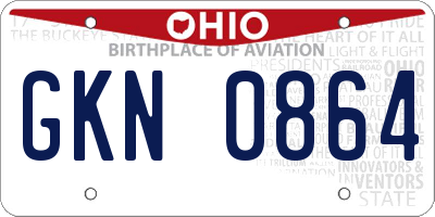 OH license plate GKN0864