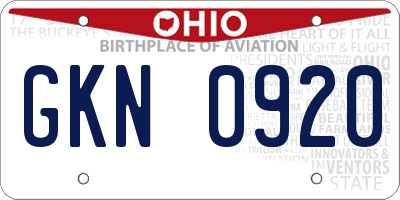 OH license plate GKN0920