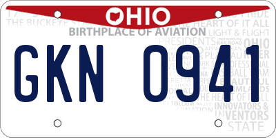 OH license plate GKN0941