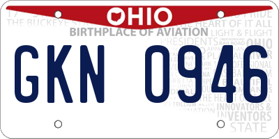 OH license plate GKN0946