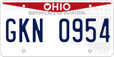 OH license plate GKN0954