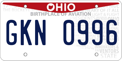 OH license plate GKN0996