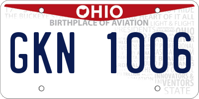 OH license plate GKN1006