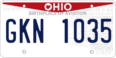 OH license plate GKN1035