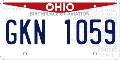 OH license plate GKN1059