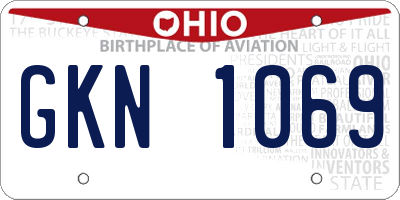 OH license plate GKN1069