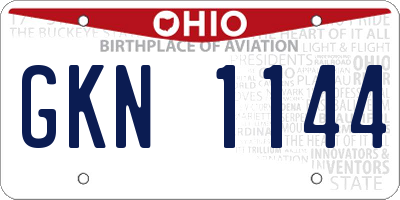OH license plate GKN1144