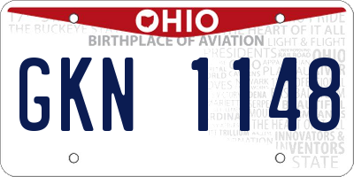 OH license plate GKN1148