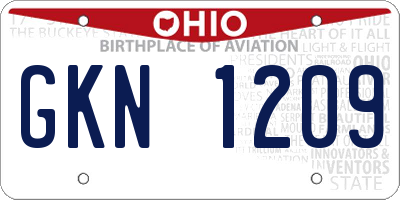 OH license plate GKN1209