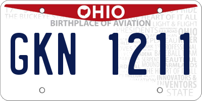 OH license plate GKN1211