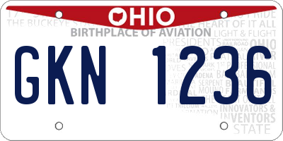 OH license plate GKN1236