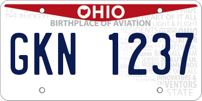 OH license plate GKN1237