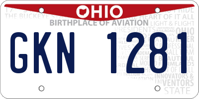 OH license plate GKN1281