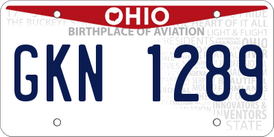 OH license plate GKN1289