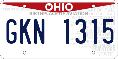 OH license plate GKN1315