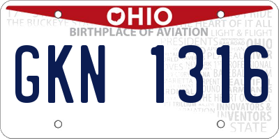 OH license plate GKN1316