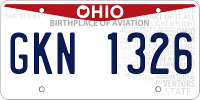 OH license plate GKN1326