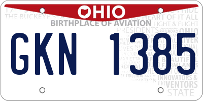 OH license plate GKN1385