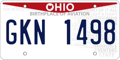 OH license plate GKN1498