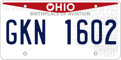 OH license plate GKN1602