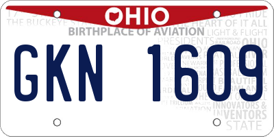 OH license plate GKN1609