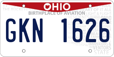 OH license plate GKN1626