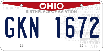 OH license plate GKN1672