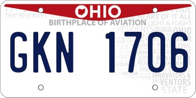 OH license plate GKN1706