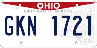 OH license plate GKN1721
