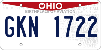 OH license plate GKN1722
