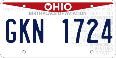 OH license plate GKN1724