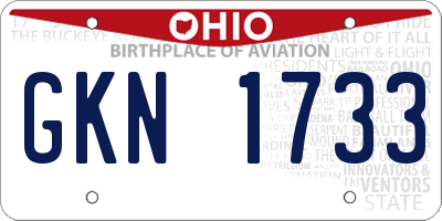 OH license plate GKN1733